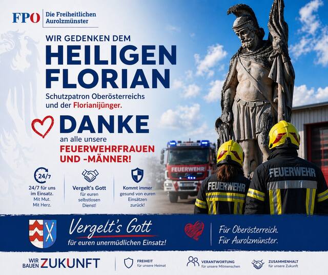 FPÖ Aurolzmünster dankt der Freiwilligen Feuerwehr zum Florianitag